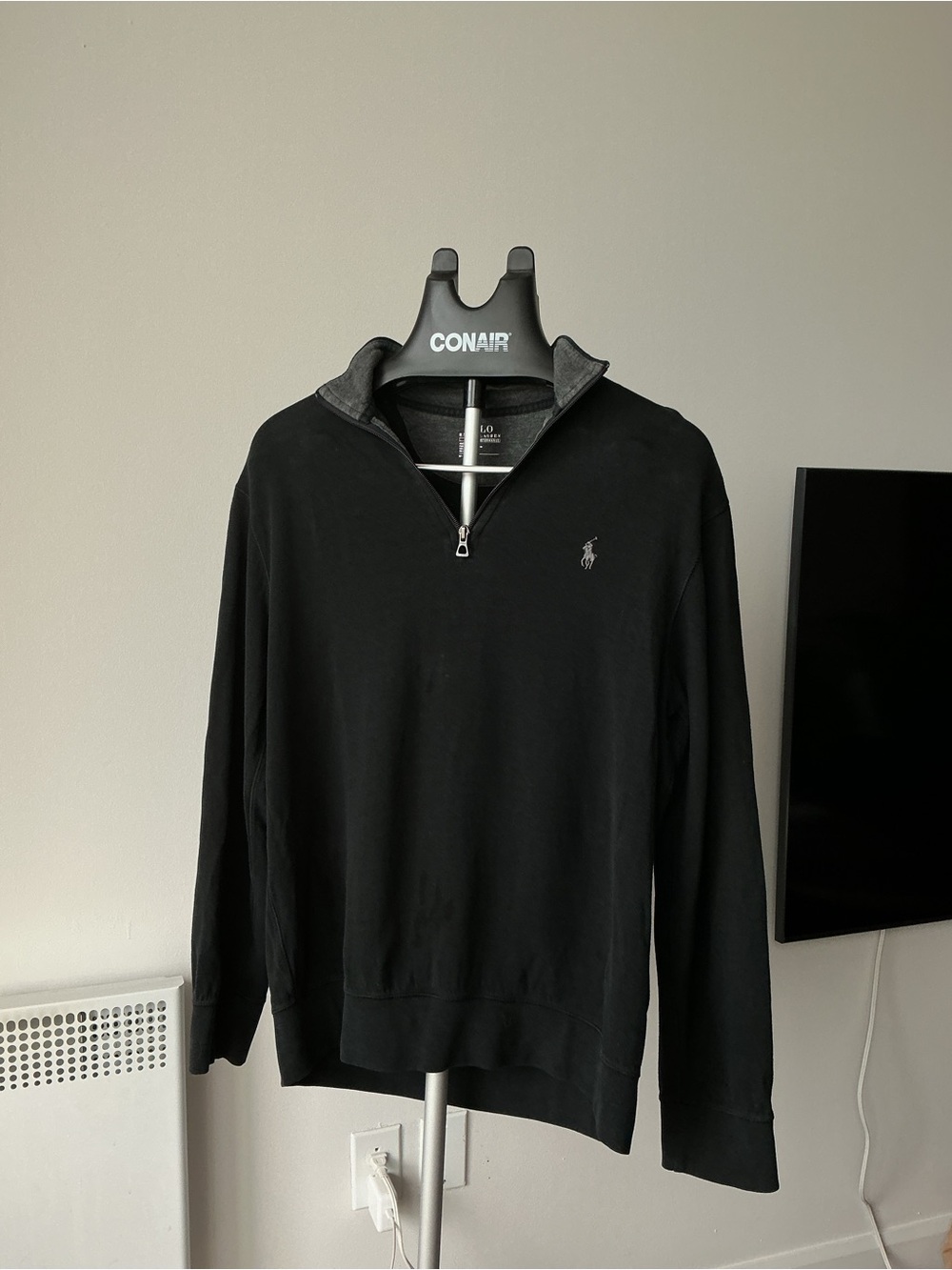 Ralph Lauren Black Half-Zip Sweatshirt with Contrast Collar